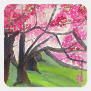 Sakura Japanese Cherry Blossom art Square Sticker