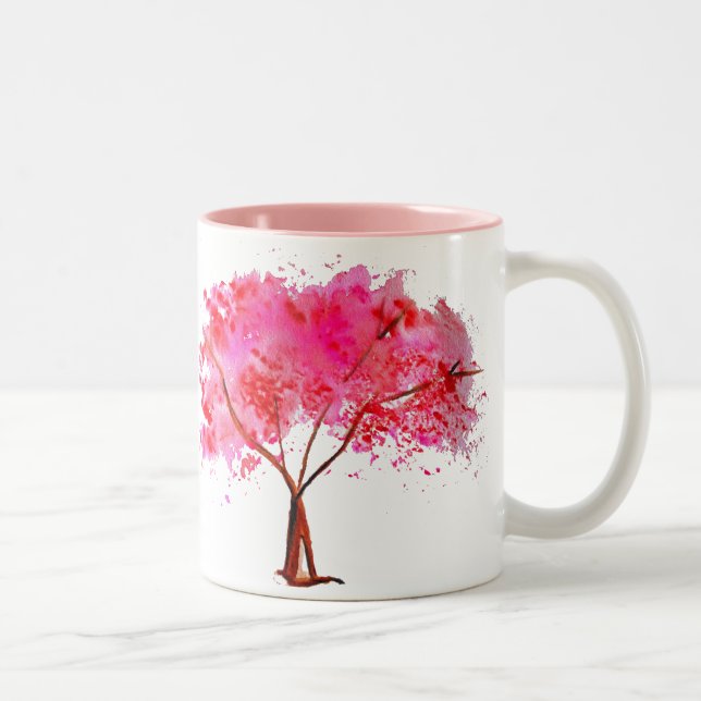 Sakura Japanese Cherry Blossom art Two-Tone Coffee Mug (Right)