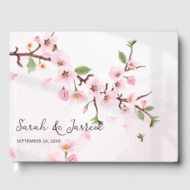 Sakura Japanese Cherry Blossom Asian Guest Book (Front)