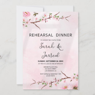 Sakura Japanese Cherry Blossom Asian Rehearsal Invitation