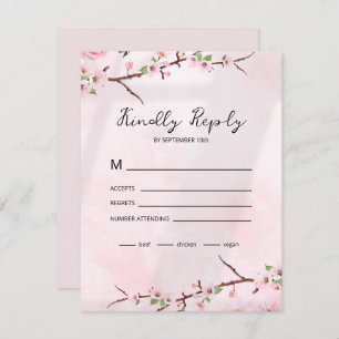 Sakura Japanese Cherry Blossom Asian RSVP Card
