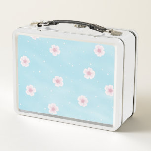 Sakura Japanese Cherry Blossom Floral Metal Lunch Box