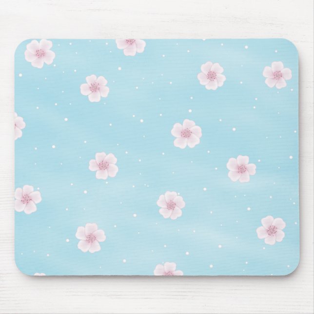 Sakura Japanese Cherry Blossom Floral Mouse Mat (Front)