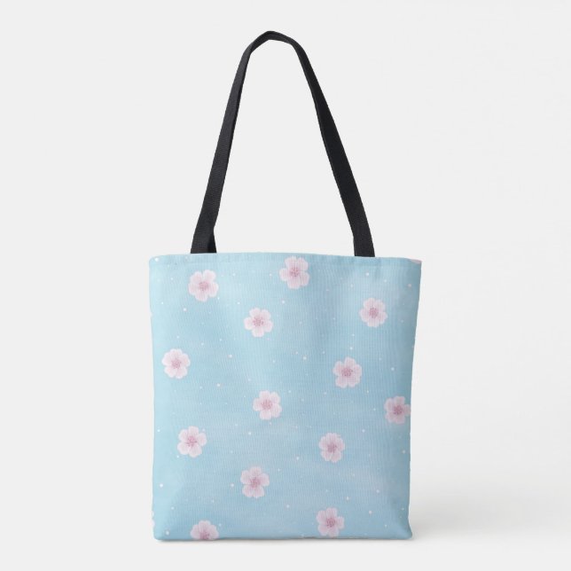 Sakura Japanese Cherry Blossom Floral Tote Bag (Back)