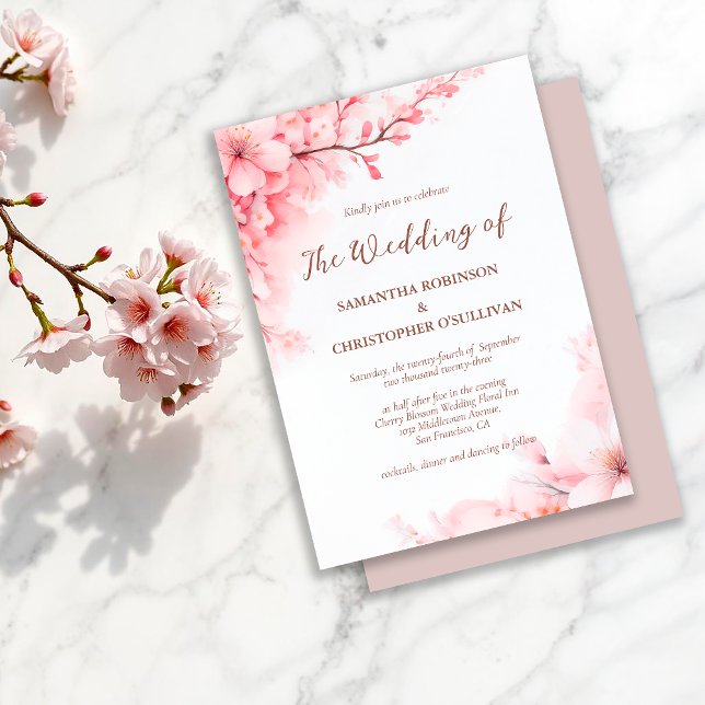 Sakura Japanese Cherry Blossom Floral Wedding Invitation (Creator Uploaded)
