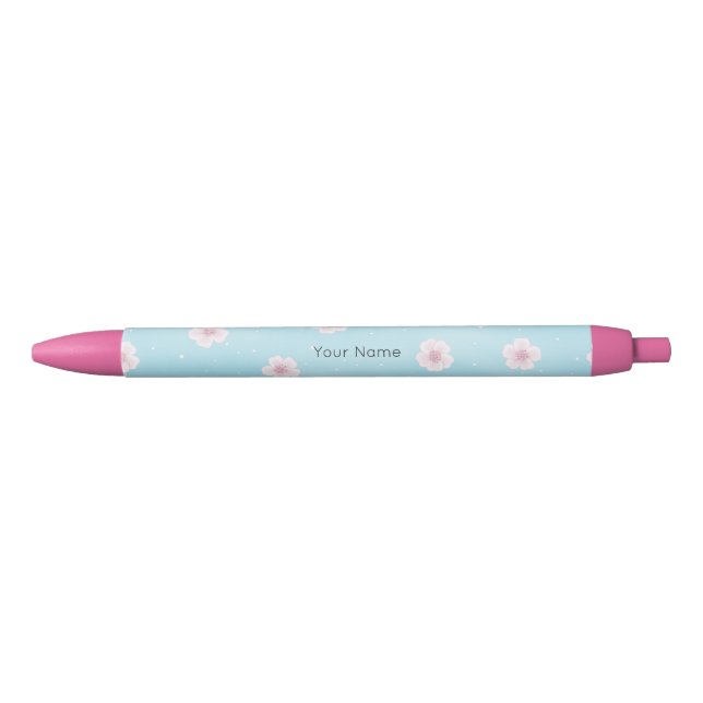 Sakura Japanese Cherry Blossom Personalised Black Ink Pen (Front)