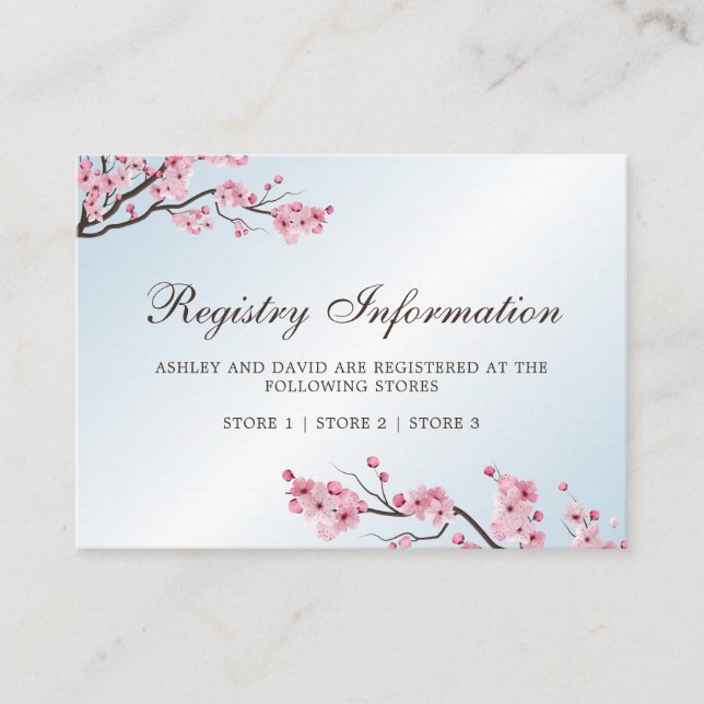 Sakura Japanese Cherry Blossom Registry Info Card (Front)