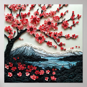 Sakura Japanese Cherry Blossom Zen Decor Print 🎁