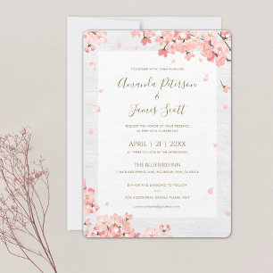 Sakura Japanese Cherry Blossoms Wedding Invitation