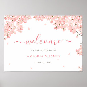 Sakura Japanese Cherry Blossoms Wedding Welcome Poster