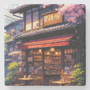 Sakura Kissa - Cherry Blossom Café Stone Coaster