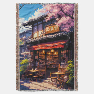 Sakura Kissa - Cherry Blossom Café Throw Blanket