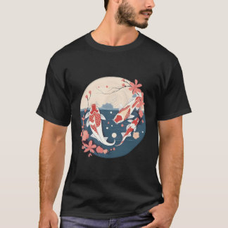 Sakura Koi Fish Petals Elegance Japanese T-Shirt