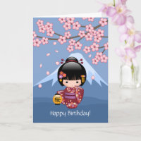 Sakura Kokeshi Doll Cute Japanese Geisha Birthday