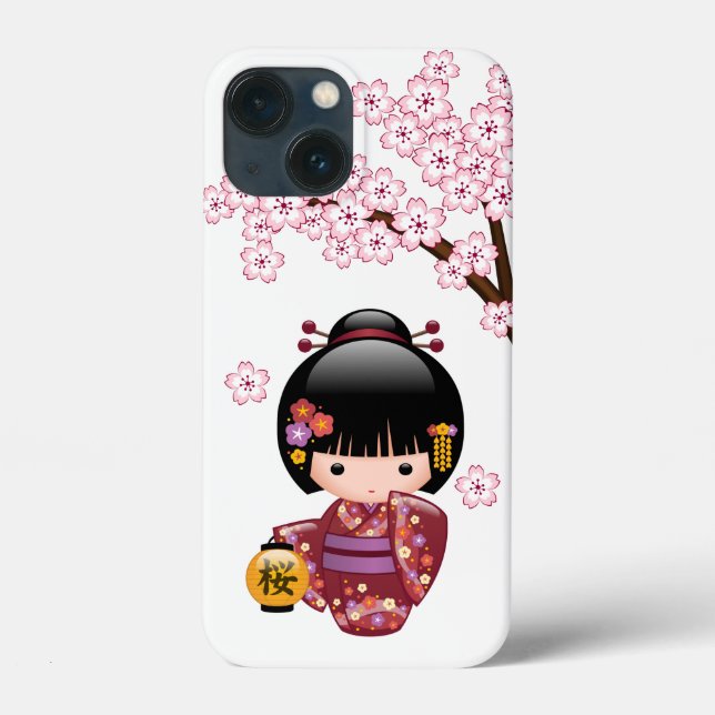 Sakura Kokeshi Doll - Cute Japanese Geisha Girl Case-Mate iPhone Case (Back)