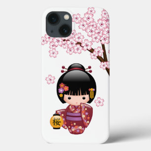 Sakura Kokeshi Doll - Cute Japanese Geisha Girl iPhone 13 Case