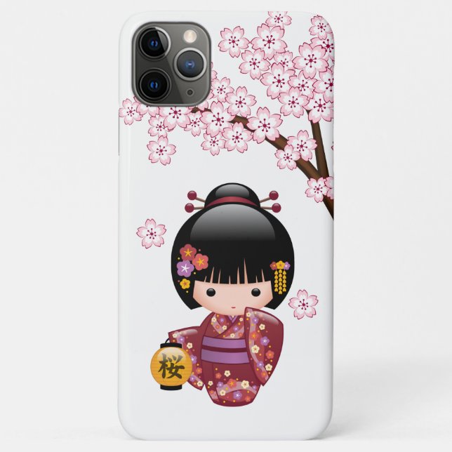 Sakura Kokeshi Doll - Cute Japanese Geisha Girl Case-Mate iPhone Case (Back)