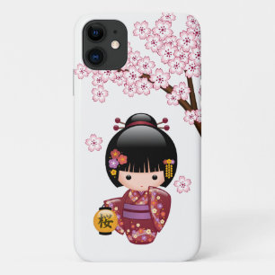 Sakura Kokeshi Doll - Cute Japanese Geisha Girl iPhone 11 Case