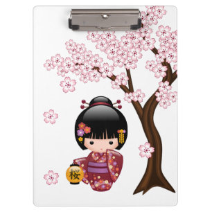 Sakura Kokeshi Doll - Cute Japanese Geisha Girl Clipboard