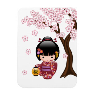 Sakura Kokeshi Doll - Cute Japanese Geisha Girl Magnet