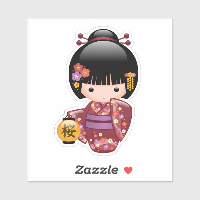 Sakura Kokeshi Doll - Kimono Geisha Girl (Sheet)