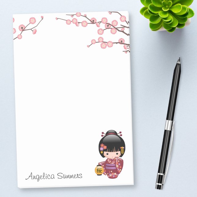 Sakura Kokeshi Doll - Kimono Geisha Girl Post-it Notes (Creator Uploaded)