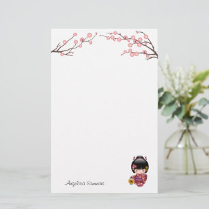 Sakura Kokeshi Doll - Kimono Geisha Girl Stationery