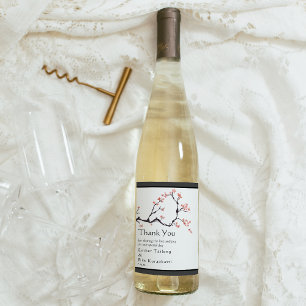 Sakura Mountain   Casual Border Wedding Thank You Wine Label