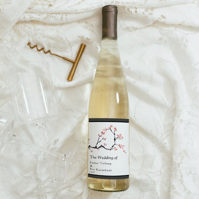 Sakura Mountain | Casual Border Wedding Wine Label (Creator Uploaded)