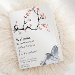 Sakura Mountain | Casual Folded Wedding Programme<br><div class="desc">This sakura mountain | casual folded wedding program is perfect for your casual modern minimalist wedding. This design features sakura tree with cherry blossoms, watercolor mountains, and simple calligraphy to make your wedding special. This elegant design is perfect for your wedding in the spring, summer, fall, or winter. Please feel...</div>
