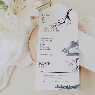 Sakura Mountain   Casual RSVP All In One Invitation