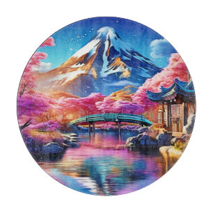 Sakura Mountain: Spring Scene Cutting Board