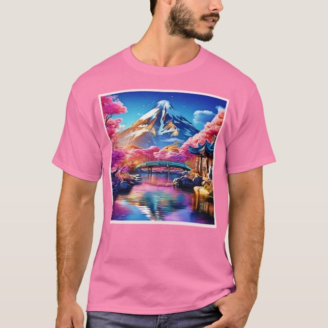 Sakura Mountain: Spring Scene T-Shirt (Front)