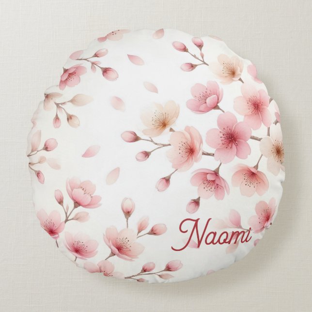 Sakura Movement Seamless Pattern | Feminine Custom Round Cushion (Front)