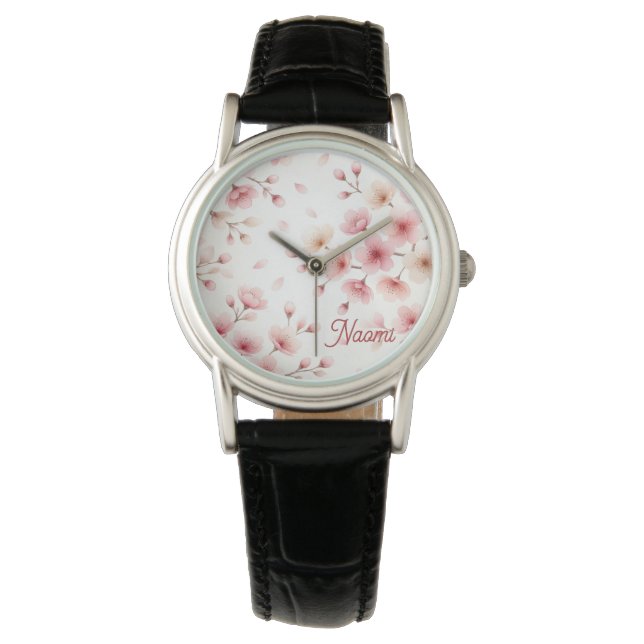 Sakura Movement Seamless Pattern | Feminine Custom Watch (Front)