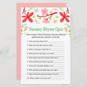 Sakura Nursery Rhyme Quiz baby shower game