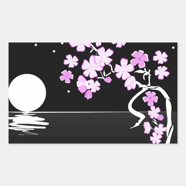 Sakura of the Night Rectangular Sticker (Front)