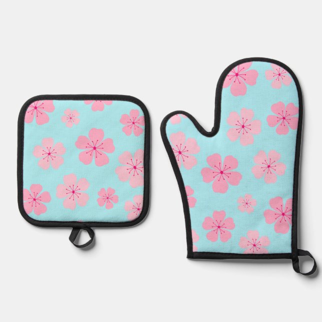 Sakura Oven Mitt & Pot Holder Set (Front)
