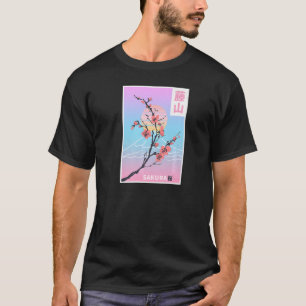 Sakura Pastel Goth Vapor wave Fuji Yama mountain T-Shirt