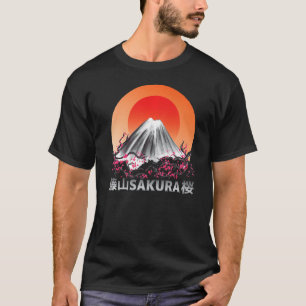 Sakura Pastel Goth Vapour wave Fuji Yama mountain T-Shirt