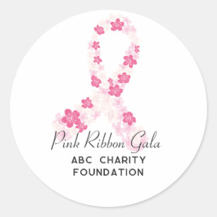 Sakura Pink Breast Cancer Fundraiser QR Code Classic Round Sticker