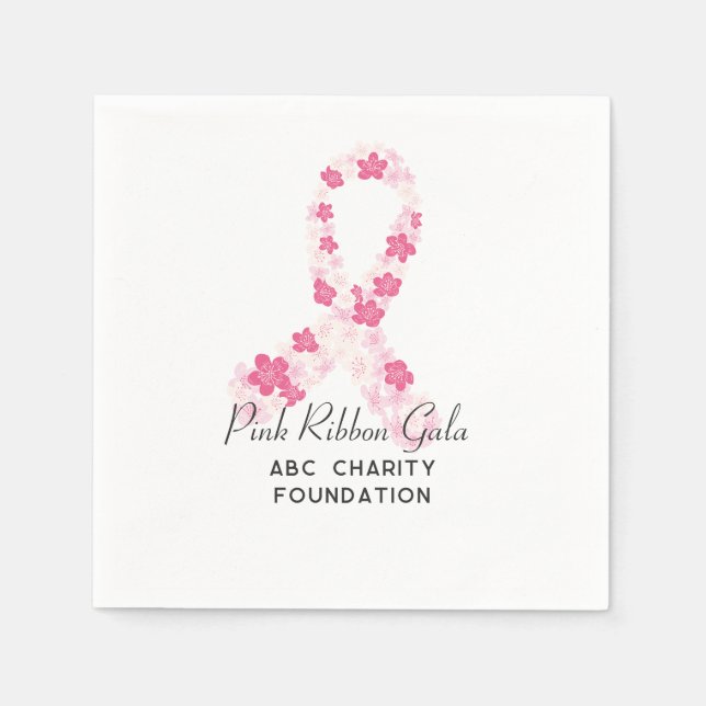 Sakura Pink Breast Cancer Fundraiser QR Code Napkin (Front)