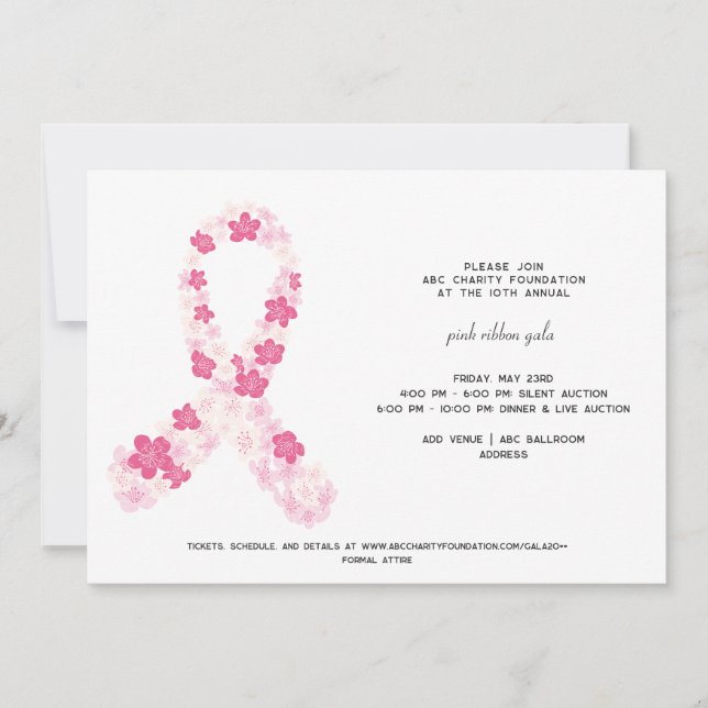 Sakura Pink Breast Cancer Survivor Fundraiser Invitation (Front)