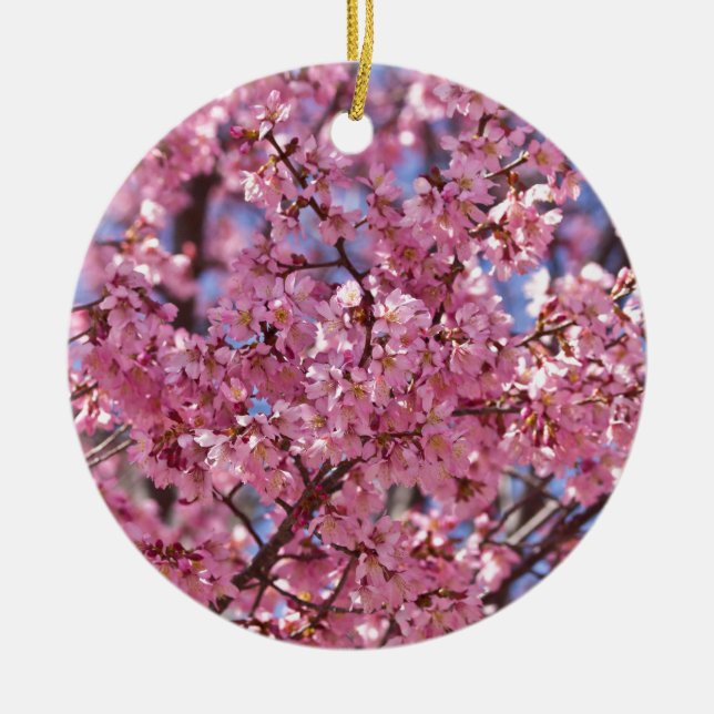 Sakura Pink Cherry Blossom Sky Ceramic Tree Decoration (Front)