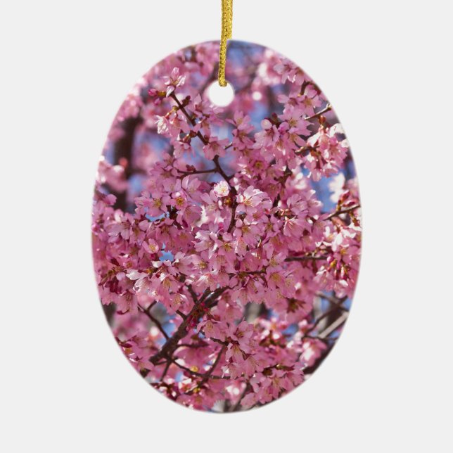 Sakura Pink Cherry Blossom Sky Ceramic Tree Decoration (Front)