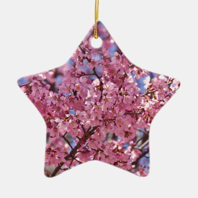 Sakura Pink Cherry Blossom Sky Ceramic Tree Decoration (Front)