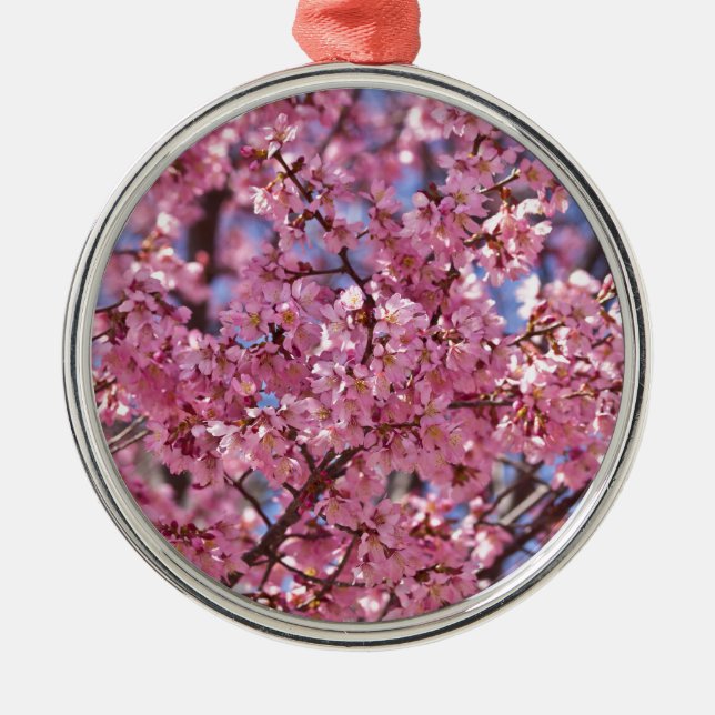 Sakura Pink Cherry Blossom Sky Metal Tree Decoration (Front)