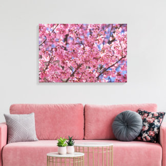 Sakura Pink Cherry Blossom Sky Poster Canvas Print