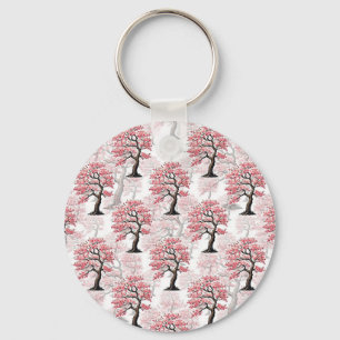 Sakura Pink Cherry Blossom Tree Design Key Ring