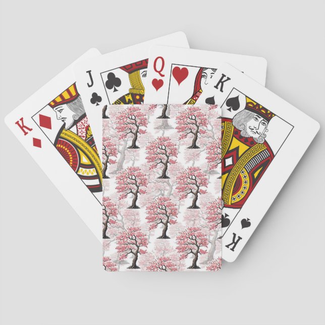 Sakura Pink Cherry Blossom Tree Design  Playing Cards (Back)